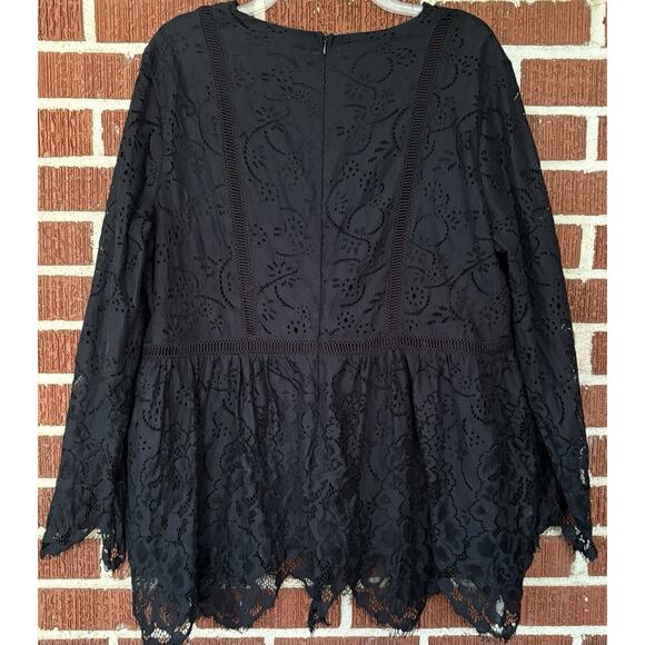 Suzanne Betro Black Lace Lined Tunic with Zipper Closure Size 2X - Picture 1 of 5